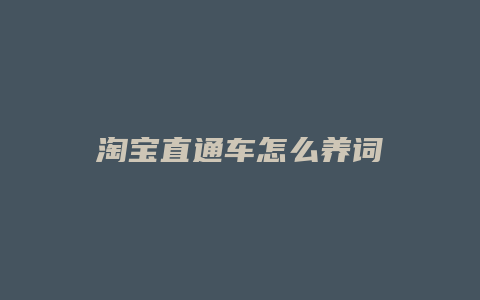 淘宝直通车怎么养词