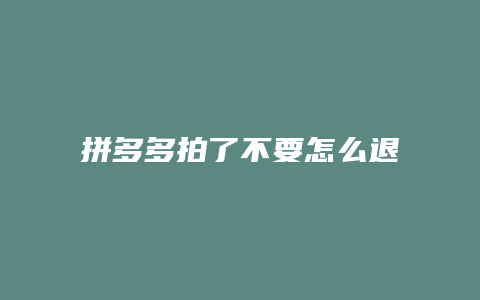 拼多多拍了不要怎么退款