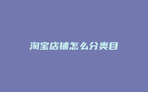 淘宝店铺怎么分类目