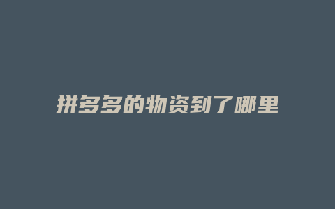 拼多多的物资到了哪里