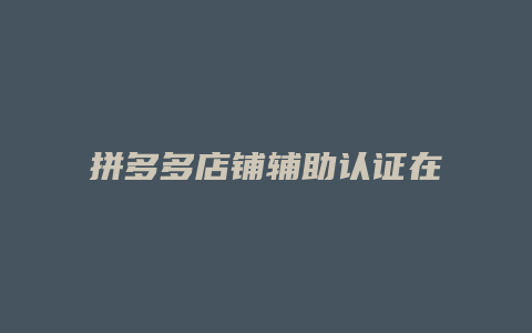 拼多多店铺辅助认证在哪里
