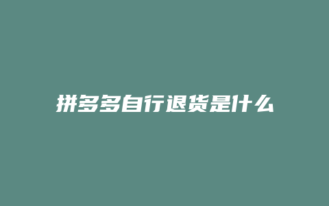 拼多多自行退货是什么流程