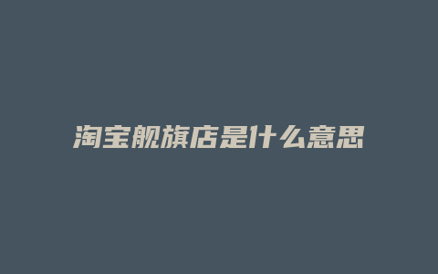 淘宝舰旗店是什么意思