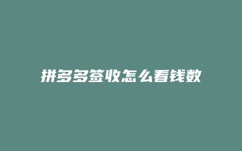 拼多多签收怎么看钱数