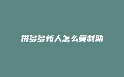 拼多多新人怎么复制助力