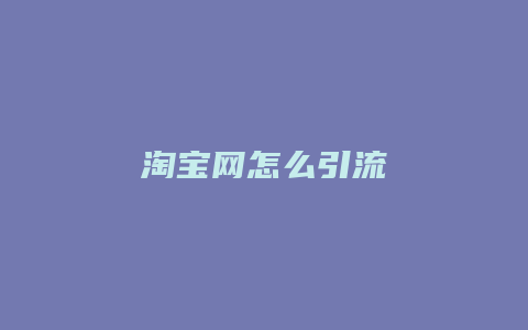 淘宝网怎么引流