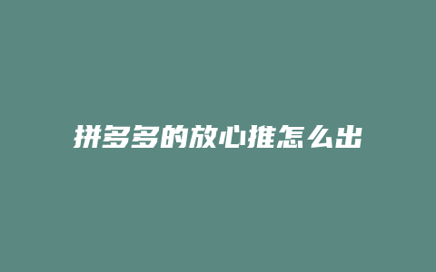 拼多多的放心推怎么出价