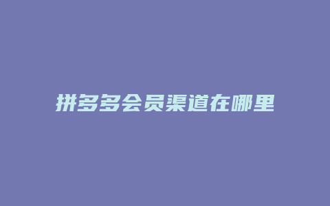 拼多多会员渠道在哪里