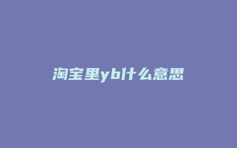 淘宝里yb什么意思