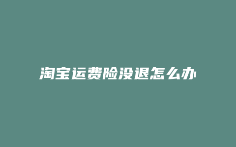 淘宝运费险没退怎么办