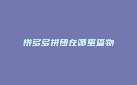 拼多多拼团在哪里查物流