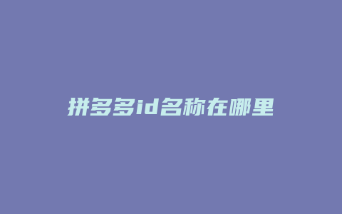 拼多多id名称在哪里