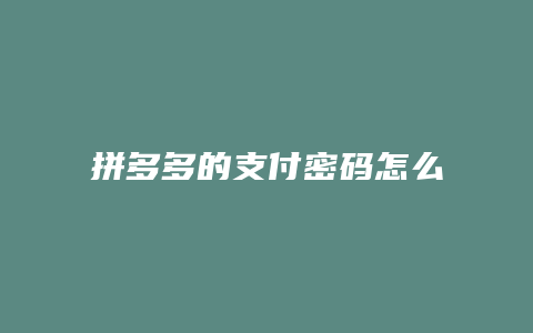 拼多多的支付密码怎么填