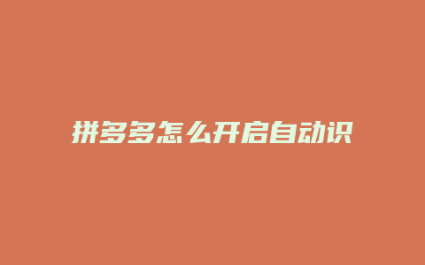 拼多多怎么开启自动识别