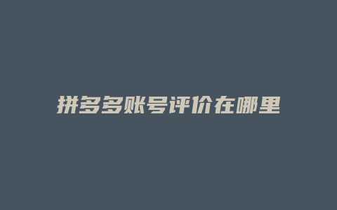 拼多多账号评价在哪里