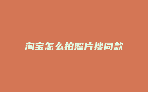 淘宝怎么拍照片搜同款