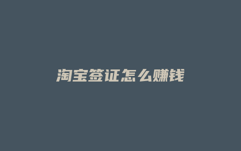 淘宝签证怎么赚钱