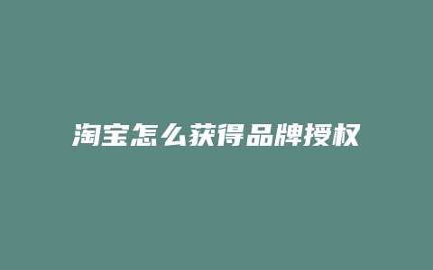 淘宝怎么获得品牌授权