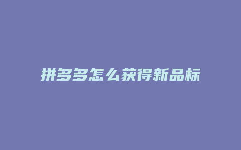 拼多多怎么获得新品标识