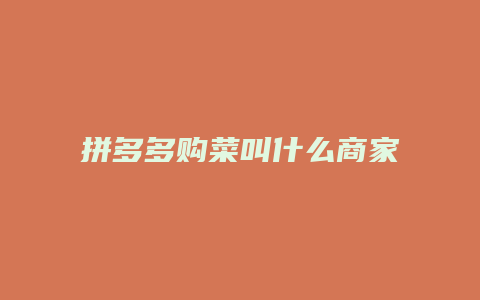 拼多多购菜叫什么商家