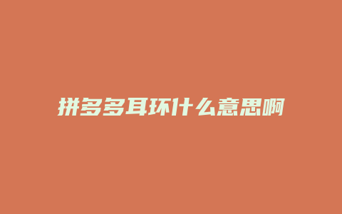 拼多多耳环什么意思啊