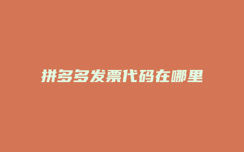 拼多多发票代码在哪里