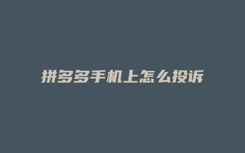 拼多多手机上怎么投诉卖家