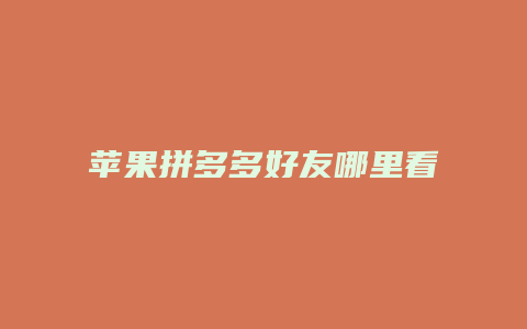 苹果拼多多好友哪里看