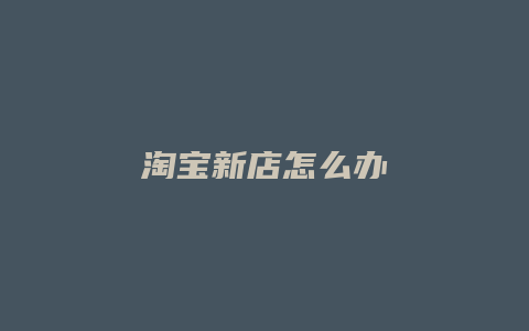 淘宝新店怎么办