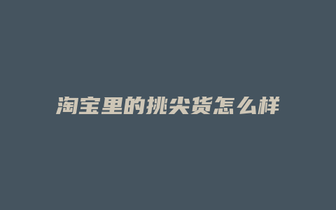 淘宝里的挑尖货怎么样