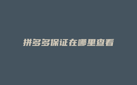 拼多多保证在哪里查看订单