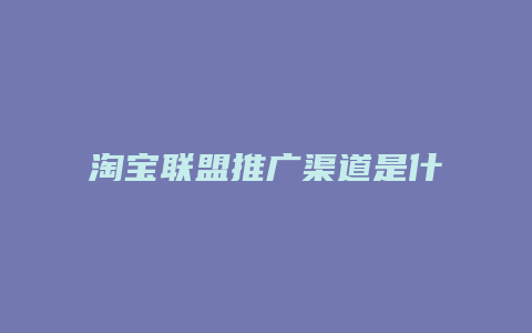 淘宝联盟推广渠道是什么