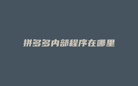 拼多多内部程序在哪里