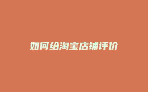 如何给淘宝店铺评价