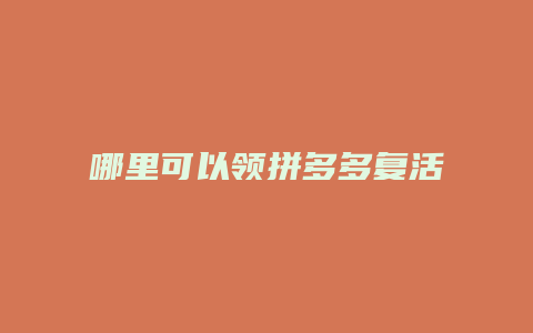哪里可以领拼多多复活卡