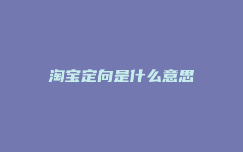 淘宝定向是什么意思
