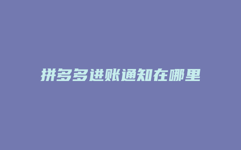 拼多多进账通知在哪里