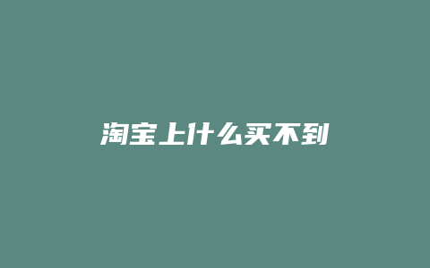 淘宝上什么买不到