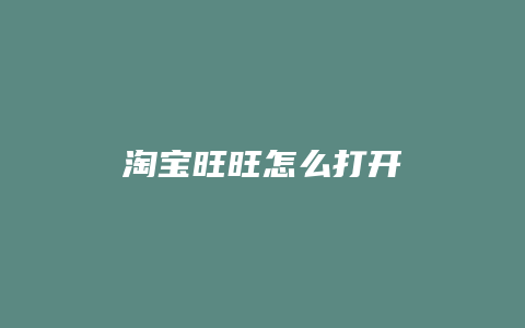 淘宝旺旺怎么打开