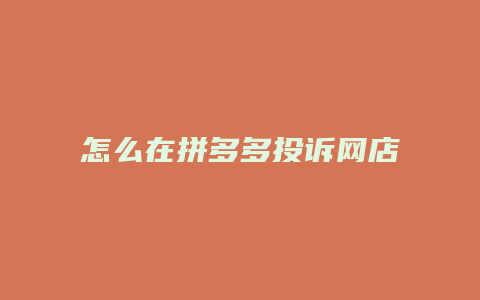 怎么在拼多多投诉网店卖家