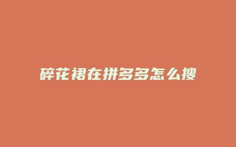 碎花裙在拼多多怎么搜索