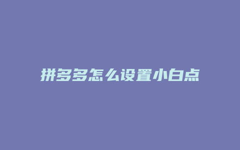 拼多多怎么设置小白点支付
