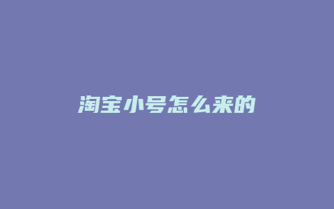 淘宝小号怎么来的