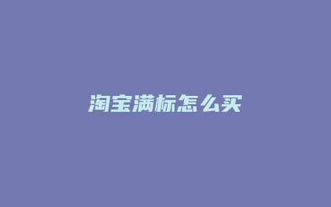 淘宝满标怎么买