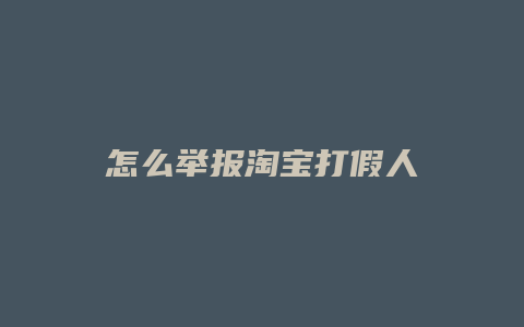 怎么举报淘宝打假人