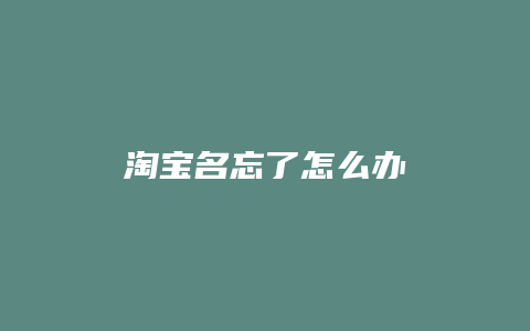 淘宝名忘了怎么办