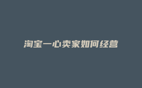 淘宝一心卖家如何经营