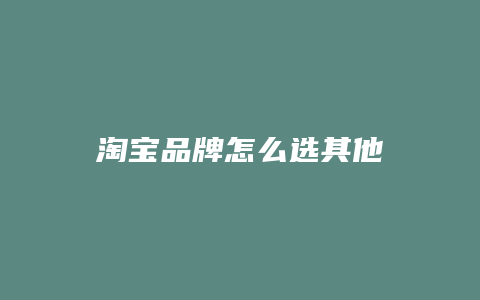 淘宝品牌怎么选其他