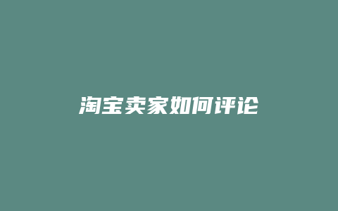 淘宝卖家如何评论