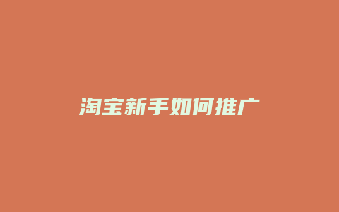 淘宝新手如何推广